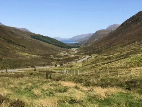 View of the road through Glen Docherty towards Loch Maree