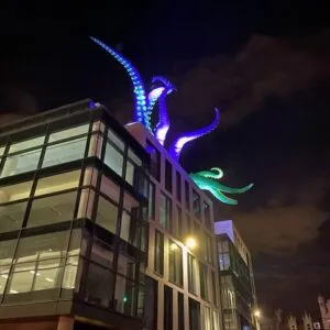 Undersea creatures descending from Marischal Square Aberdeen
